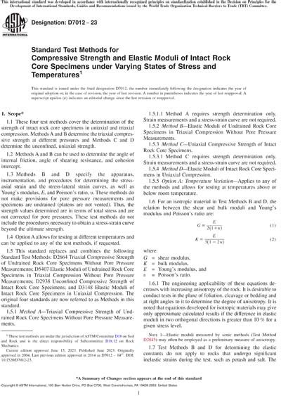 triaxial compression test of intact rock|Compressive Strength and Elastic Moduli of Intact Rock Core .